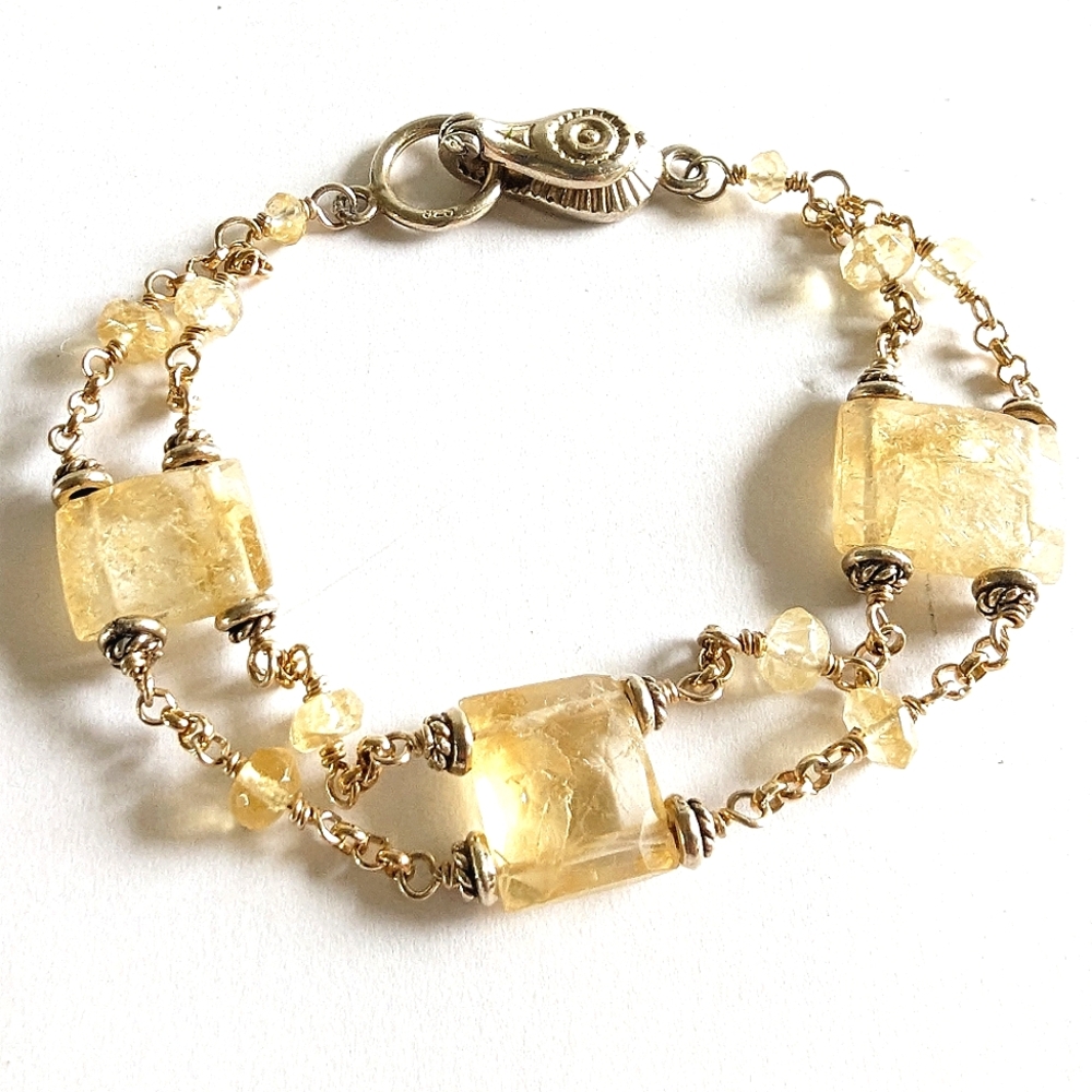 Citrine Semi Precious Gold Plated over Sterling Silver Bracelet 🌼 JBB